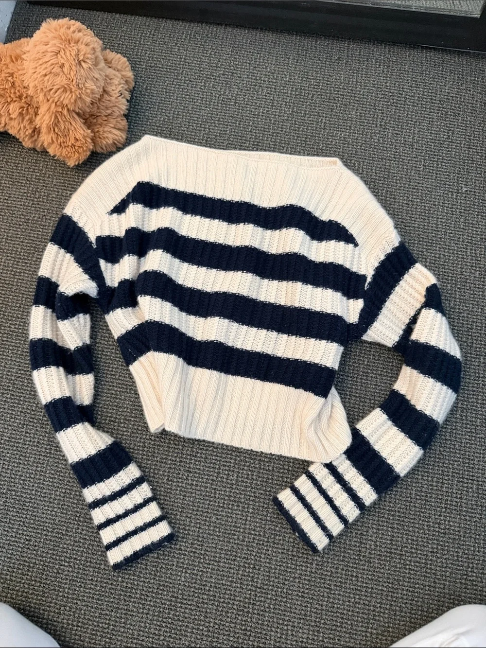 J. Crew Cropped Ribbed 100% cashmere Classic Mariner Cloth Boatneck Sweater XXS